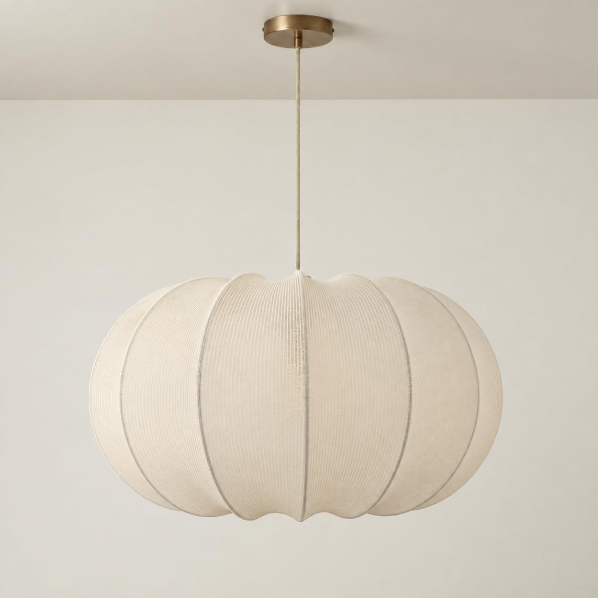 CGC Lighting Indoor Lamp Shade Extra Large Ribbed Stretch Cotton Fabric Hanging Ceiling Floor Table Lamp (Cream Oval XL) — image 1
