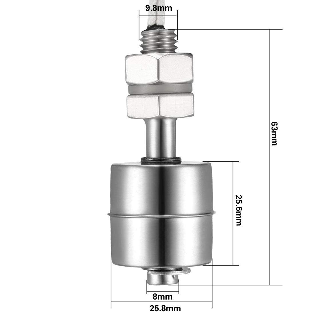 eMagTech 2 Stück 304 Edelstahl-Wasserdurchfluss-Schwimmerschalter Flüssigkeitssensor Geeignet für Wassertank Haushaltswasserturm Entwässerungspool eMagTech 2 Stück 304 Edelstahl-Wasserdurchfluss-Schwimmerschalter Flüssigkeitssensor Geeignet für Wassertank Haushaltswasserturm Entwässerungspool
