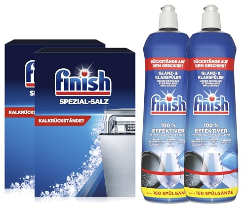 Finish Spülmaschinenpflege SET 2 x 800 ml Klarspüler & 2 x 1 2 Kg Spezial Salz