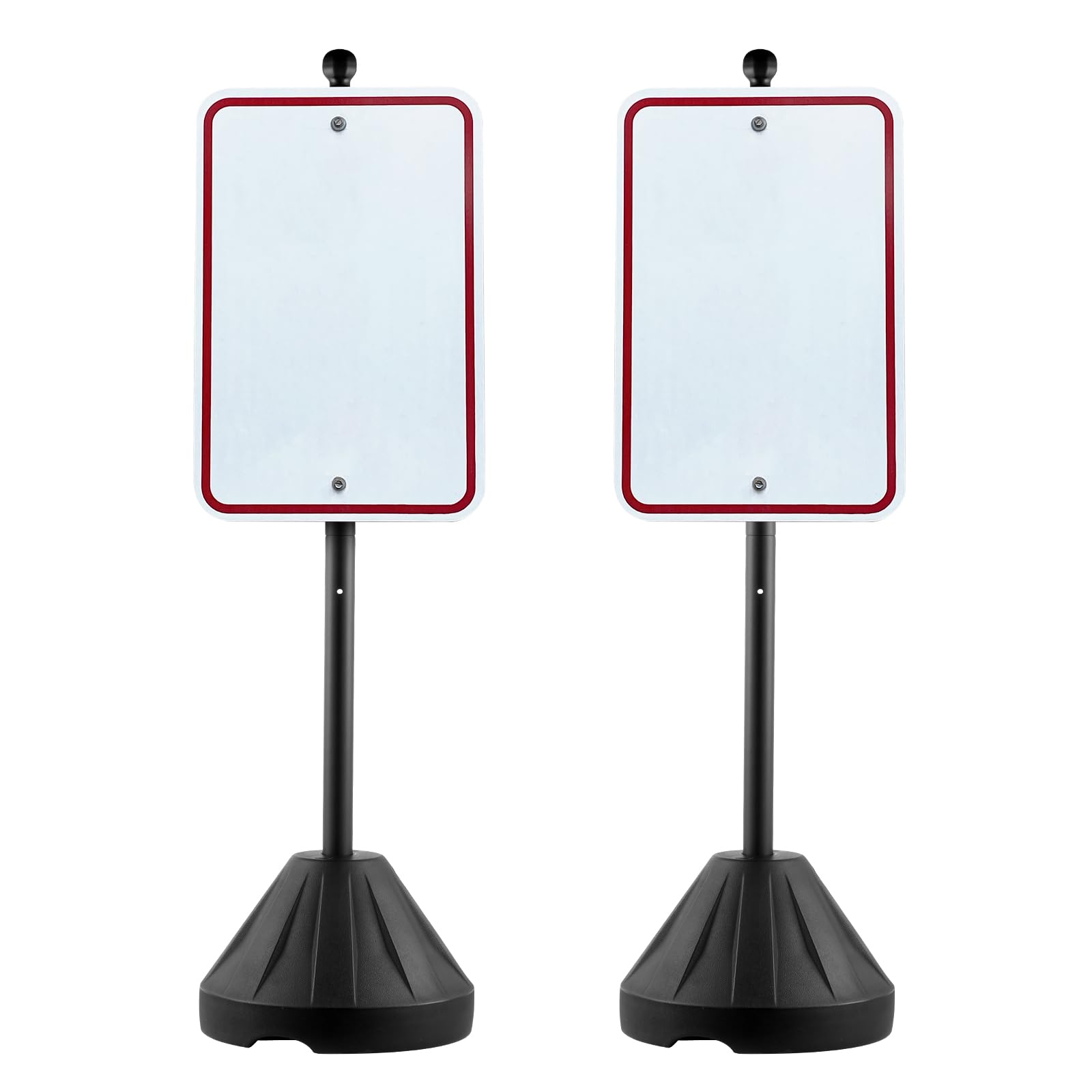 VEVOR Portable Sign Post, 5 ft Cast Iron Sign Post Holder with Hard Plastic Base & Wheels, Movable Parking Sign Stand for No Parking Street Signs, Handicap Parking Sign, with Base, Bolts Nuts, Black