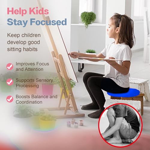 Image of kisnbld Wobble Cushion, Extra Thick Wiggle Seat for Sensory Kids, Non-slip Balance Disc with Inflation Pump for Adults Core Strength, Posture Improvement & Physical Therapy (13.5in /34cm)