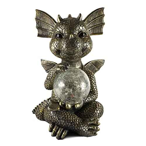 Exquailty Dragon Garden Sculptures & Statues, Large Dragon With Solar Led Ball Outside Figurines Decor, Halloween Yard Art Statue Decoration #TOP3