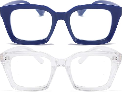 Miniatura 7 de REAVEE Paquete de 4 lentes de lectura de gran tamaño estilo Oprah para mujeres y hombres, bloqueo de luz azul, para damas elegantes retro cuadrados