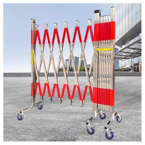 Portable Expandable Metal Barricade Gate with Universal Wheels - Versatile Safety Barrier for Farms, Garages, Schools, Malls & Events - Easy Setup & Mobility
