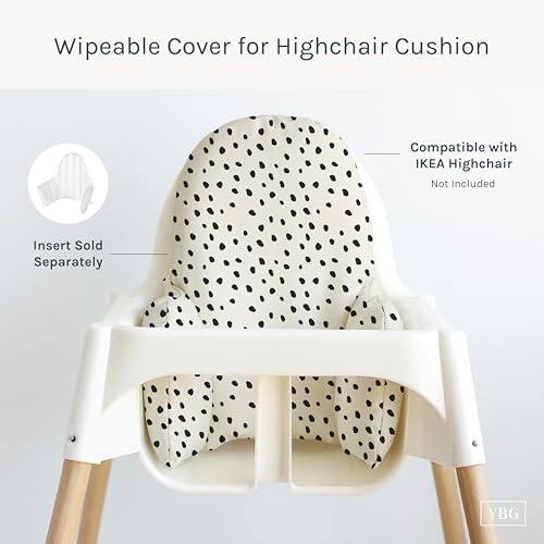 Image of Yeah Baby Goods Wipeable Cushion Cover (Black Beans Bone) - Compatible with The IKEA Antilop Highchair - Soft, Waterproof Baby High Chair Cover