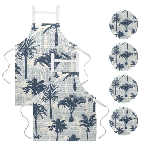Tablier de cuisine lot de 2 style tropical pour pâtisserie et bistro