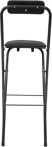 Miniatura 6 de Xuthusman 2 Pcs Folding Bar Stool with Backrest Portable High Folding Bar Chair Tall Foldable Stool Chair, 29 Inch Leather Padded Counter Height