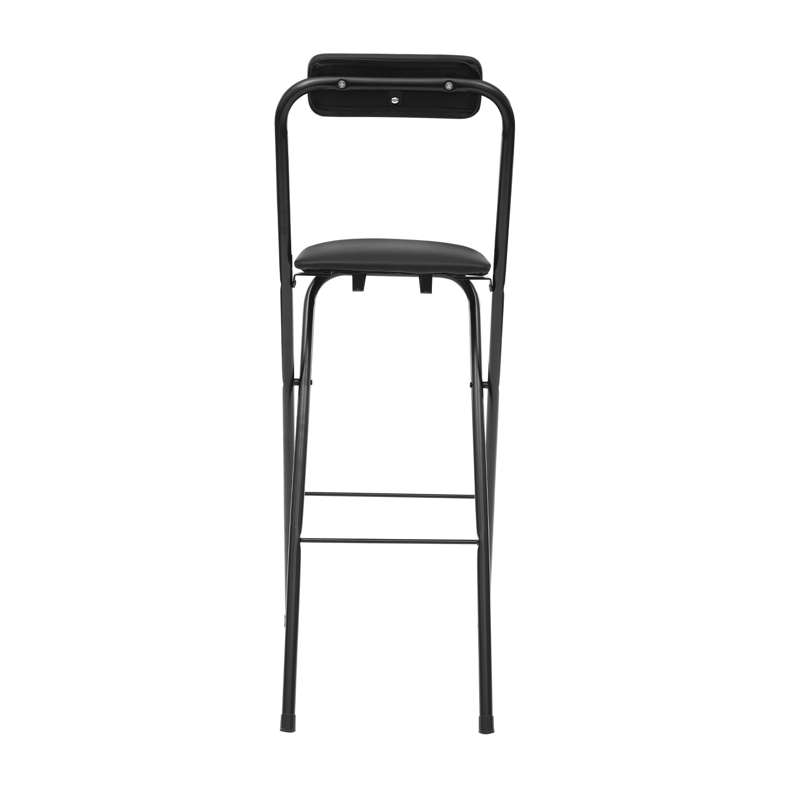 Set di 2 sgabelli da bar pieghevoli, con schienale e poggiapiedi, pieghevole, fino a 125 kg, altezza della seduta: 75 cm, per interni ed esterni, uffici e bar, (nero)