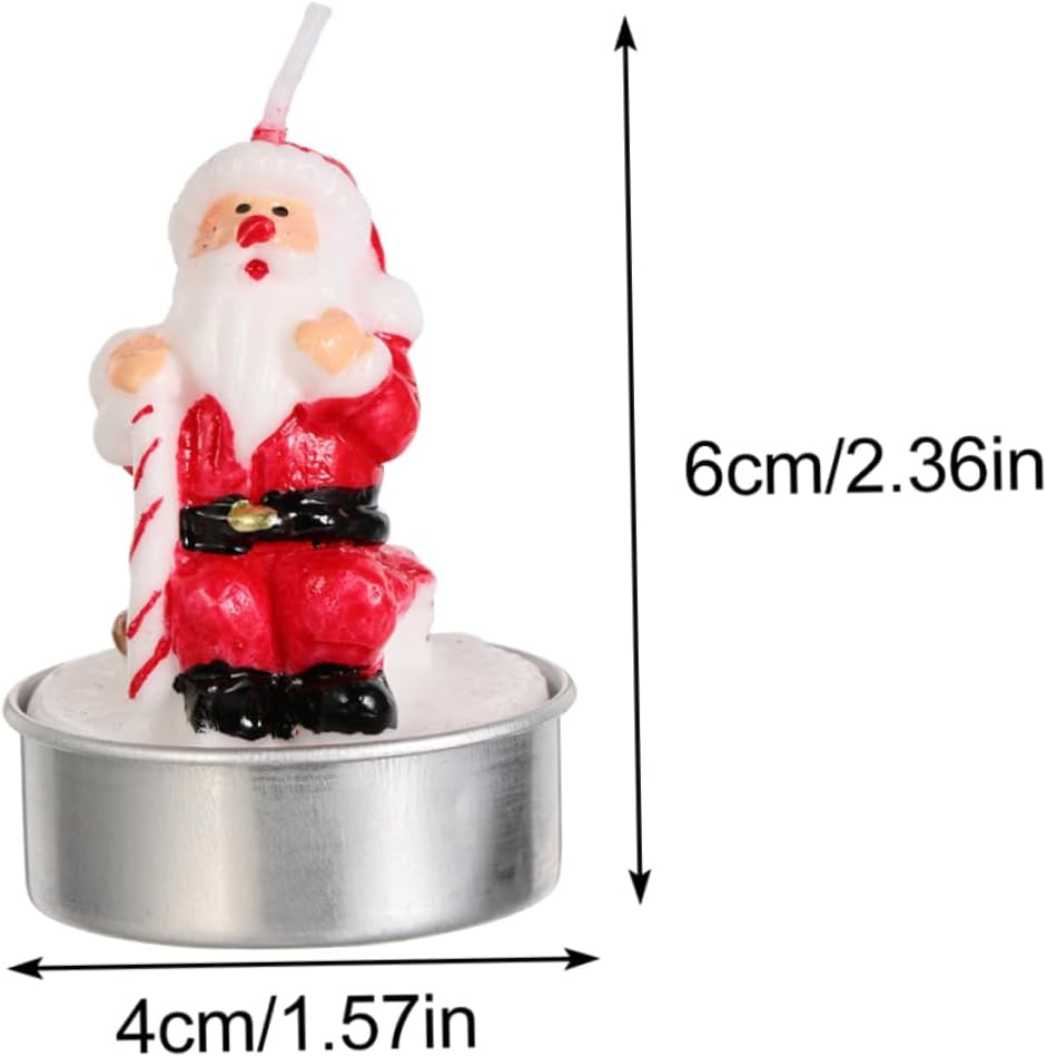 Cabilock 24pcs Christmas Themed Smokeless Paraffin Wax Candles for Adorable Cartoon Design Atmosphere for Holiday Celebrations