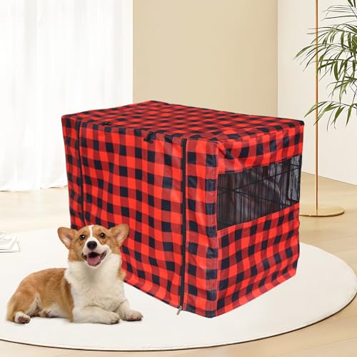 Dog Crate Covers,Cover Fits 48″ Kennel Indoor,Polyester Pet Kennel Covers,Breathable Mesh Windows,Repels Oils and Stain,Washable Cover Universal Fit for Standard Metal Crate-Red Plaid Dog Crate Covers,Cover Fits 48″ Kennel Indoor,Polyester Pet Kennel Covers,Breathable Mesh Windows,Repels Oils and Stain,Washable Cover Universal Fit for Standard Metal Crate-Red Plaid