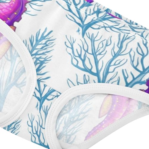 Cotton Toddler Girls Underwear Purple Seahorses Blue Coral Panties for Girl Artistic Undies Kids Briefs 2t4