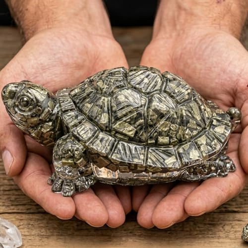 Image of Large Pyrite Tortoise Original Certified, Pyrite Turtle Energy Symbol