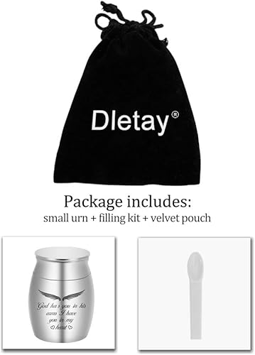 Miniatura 7 de Urnas pequeñas de recuerdo para cenizas, mini urnas de cremación para cenizas, soporte de cenizas conmemorativas de acero inoxidable, Dios te tiene