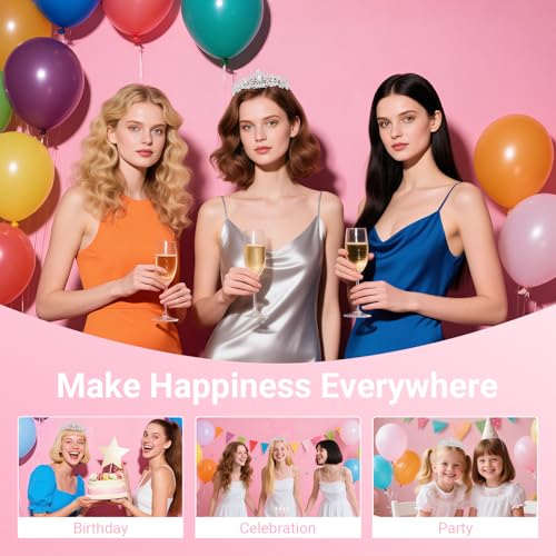 Birthday Tiara and Crown with Sash, Birthday Tiara for Women Party (Silver)