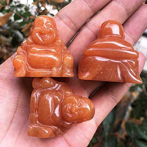 Estatua Buddha Risueño de Piedra Roja Aventurina 1.5 pulg miniatura 3
