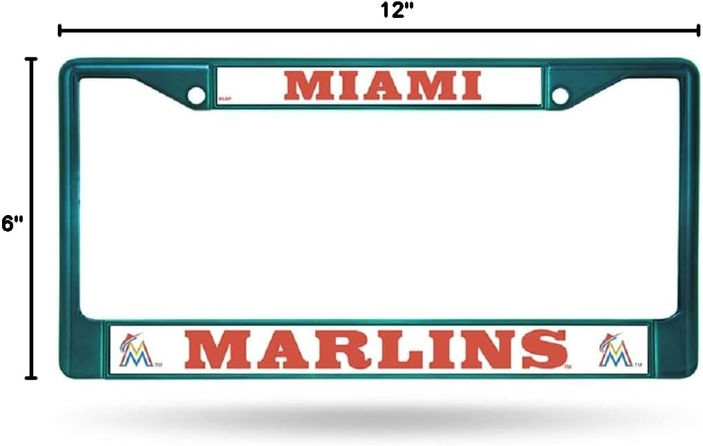 Rico Industries MLB Miami Marlins License Plate FrameLicense Plate Frame Metal Aqua, Team Colors, One Size