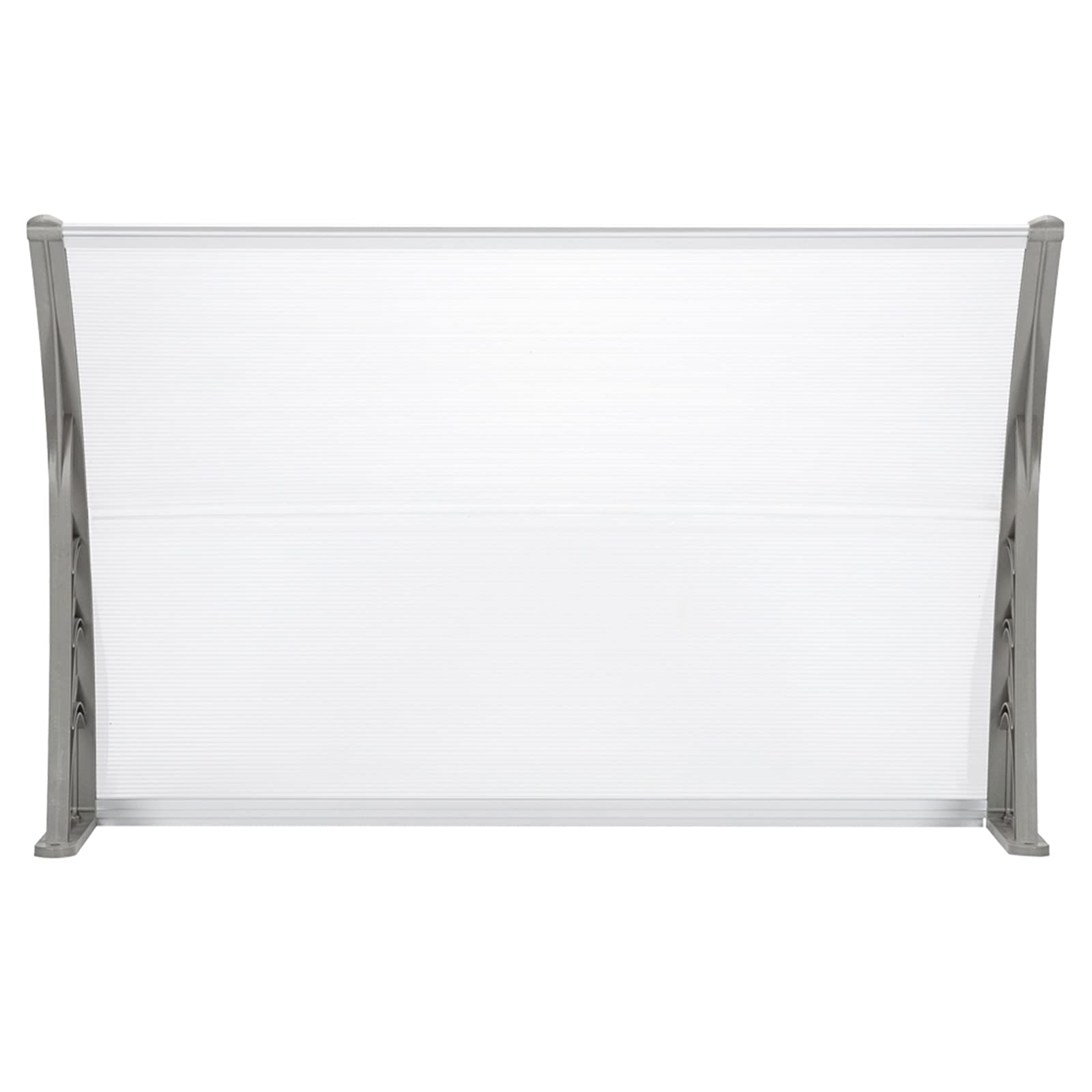 Outvita Auvent de Porte d'entrée, Contre Pluie Neige UV, Porte Toit Marquise Abri Protection en Polycarbonate (120 x 80 x 23 cm) Gris