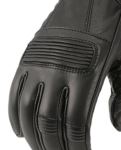 M Boss Motorcycle Apparel Bos37538 Men's 'Flex Knuckles' Black Premium Leather Riding Gloves With Gel Palm Large / Black #TOP2