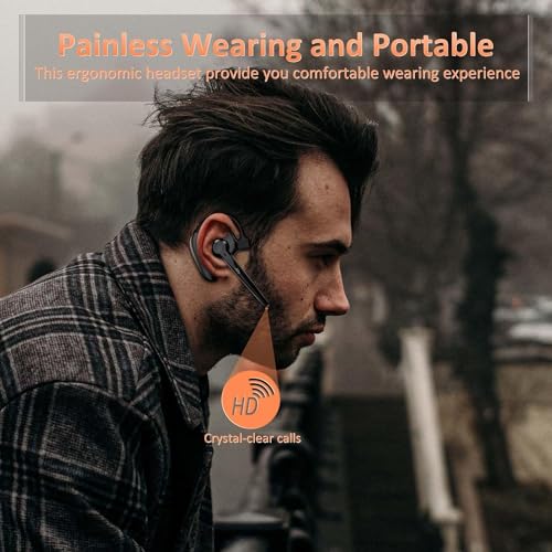Image of AMINY Wireless Bluetooth Headset with Microphone 30 Hrs Talking Time V5.3 Auriculares Bluetooth Earpiece,AI Noise Cancelling Bluetooth Earphones for Trucker Office Home