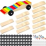 Novabright 12 Set Derby Car Kits Bulk 4 Style Pre-Shaped Wood Kits with Wheels and Axles Wooden Cars to Paint Unfinished DIY Wooden Car Set for Race Party Birthday Party Favors