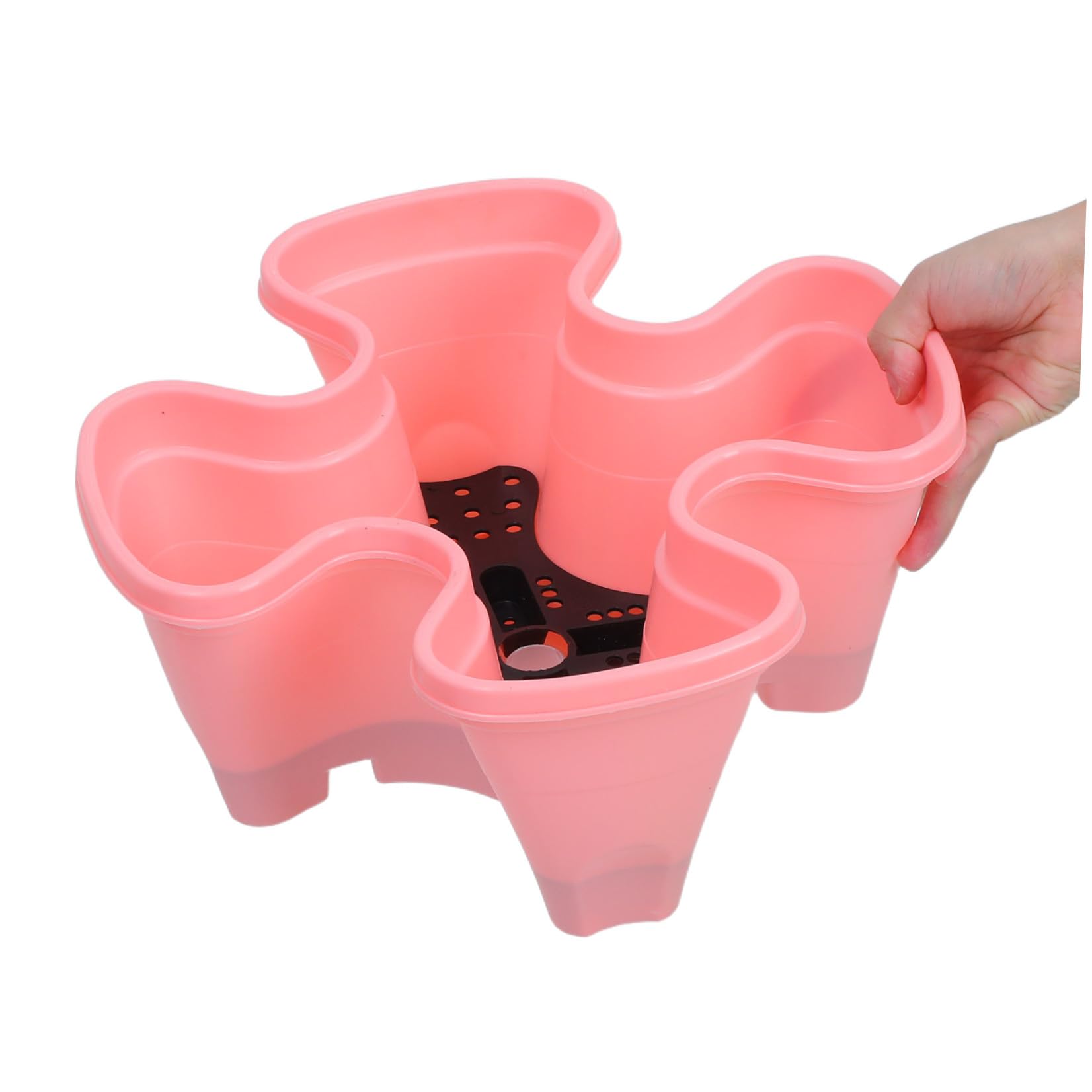 Alipis Jardinière Verticale à Fraises, Tour à Fraisiers en Plastique Abs Rose, Multi-Niveaux Empilable, 28,7 Pouces, pour Balcon et Jardin, Légumes et Herbes, Montage Simple, Mobilité