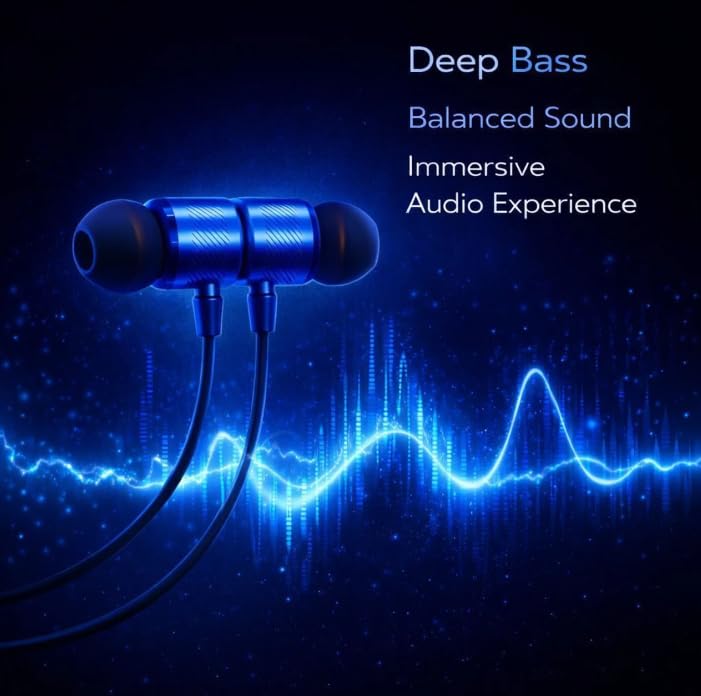 Image of Type C Wired Earphone, Deep Blue, Magnetic, with Premium Pouch, 120 cm Wire, Gaming, Compatible with All Smart Phones, Android, iPhone, iPhone 17,16, SAMSUNGS-26,25 (DEEP Blue)