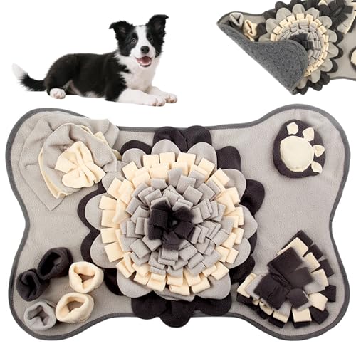 Meunhy Snuffle Mat For Dogs,Puppy Slow Feeding Training Pad For Smell Training,Interactive Pet Puzzle Toys Anti Slip Dog Feeding Mat For Puppies Small And Medium Dogs (Grey, 64X43Cm)