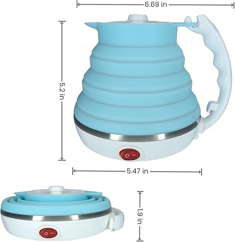 Miniatura 5 de Hervidor eléctrico de viaje pequeño, hervidor eléctrico portátil de viaje, hervidor eléctrico Collpasible, hervidor de té de silicona de grado