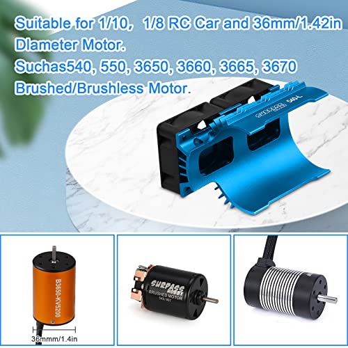 Rc Car Cooling Fans 30Mm 28000Rpm Motor Fan With Metal Heatsink 3650 3660 540 550 Brushless Motor Update Parts For 1/10 Rc Truck Diameter 36-38Mm Brushless Motor #TOP2