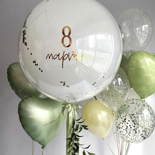 Image of Sage Green Heart Balloon, 10PCS Green Foil Heart Balloons, 18inch Olive Green Heart Shape Balloons for Helium Birthday Party Decorations for Jungle Brithday Party, Valentines Day, Wedding, Anniversary