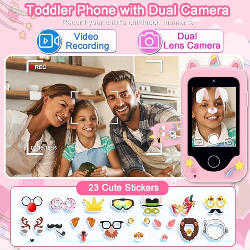 Image of Kids Phone for Girls, Toys for 3-10 Year Old Girls Christmas Birthday Gifts | Touchscreen Toddler Smartphone, Portable Learning Toys, Kids Toys Play Cell Phone with Dual Camera, Games, Music, 8GB Card