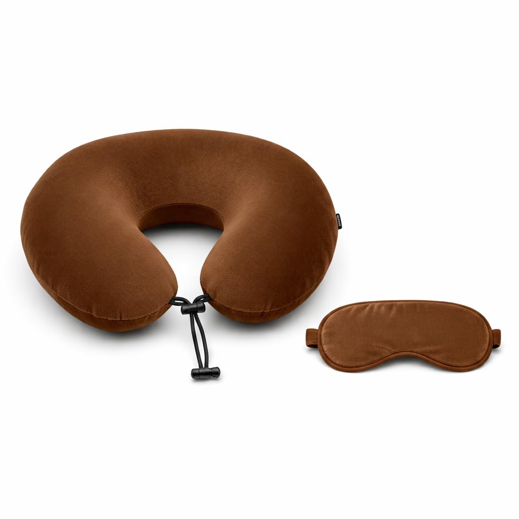 Govind Enterprises U Shape Travel Neck Pillow Brown – Soft Fiber Filled Thread Fabric Neck Support Cushion for Airplane, Flight, Car, Train & Office | Lightweight Portable Head Rest Pillow-image-44