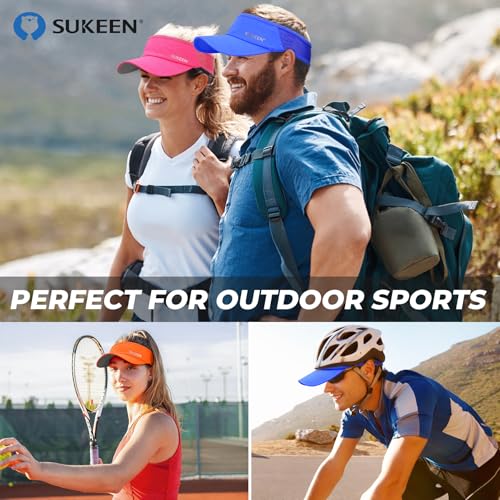 Image of Sukeen 3 Pack Sports Sun Visor Men Women Lightweight Packable Cooling Stretchy Visor Hat for Running, Tennis, Golf