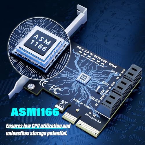 Image of 6-Port SATA Expansion Card (PCIe 3.0 x4 to 6Gbps SATA Card), Compatible with Windows /Mac /Linux /NAS (6 Port-PCIE X4)
