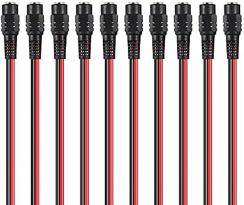 FEDUS 18AWG Female DC Power Extension Cable Wire 12V 2.1mm / 5.5mm Socket to Bare End Jack Pigtails Connector Cord for CCTV Security Camera, IP Camera, DVR Standalone, LED Strip, Surveillance