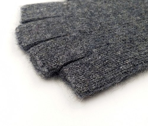 Imongol- Pure Wool Mens Half Fingers Mid Fingerless Gloves Mittens For Women Men (Dark Grey) #TOP1