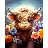 Fotasmua Cow Paint by Numbers Kit for Adults Beginner, Highland Cow Adults Paint by Numbers Kits on Canvas Without Frame, DIY Easy Acrylic Oil Painting Kits for Home Wall Decor 16 x20 Inch