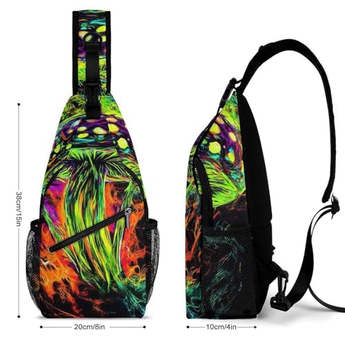 Fashion Chest Pack, Unisex Daily Travel Shoulder Bag, Small Cross Body Sling Bag Trippy Magic Mushrooms2