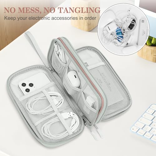 Image of FYY Electronic Organizer, Travel Cable Organizer Bag Pouch Electronic Accessories Carry Case Portable Waterproof Double Layers All-in-One Storage Bag for Cable, Cord, Charger, Phone, Pattern Pink (M)