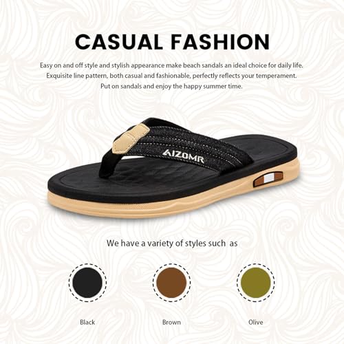 Image of Mens Sandals Arch Support Comfortable Beach Slides with Adjustable Buckle Straps Slippers for Men
