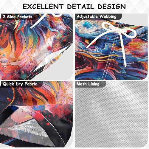 Pigsaly Boys Swim Trunks Dragon Painting Style Boys Board Shorts Swimsuit Swimwear Summer Bathing Suit 4T Multicolor3