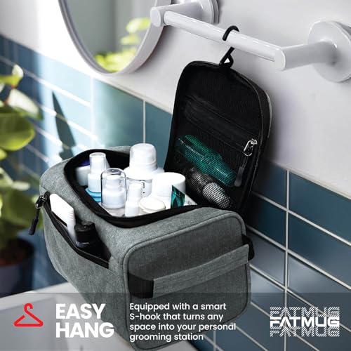Image of FATMUG Large Toiletry Organizer Dopp Kit Washbag for Men, Cosmetics Pouch for Women- Light Grey