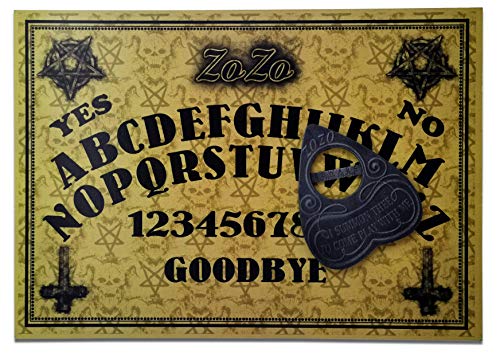 Hecha a Mano, Tamaño A4, 'ZoZo' Tablero Ouija De Madera, Conjunto Completo con Planchette Zozo con pestaña de Seguridad, Clásico Juego de ouija, El Demonio, El Diablo