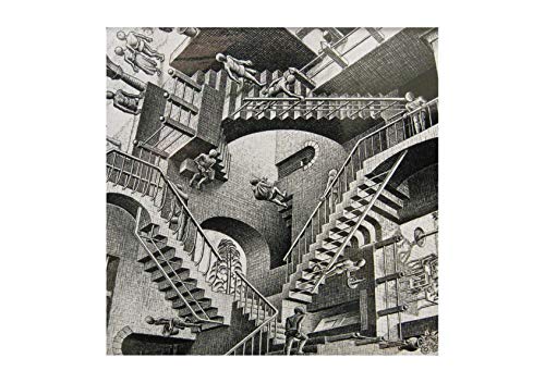 Home Comforts M C Escher - Relativity - 12 Inch by 18 Inch Laminated Poster with Bright Colors and Vivid Imagery-Fits Perfectly in Many Attractive Frames