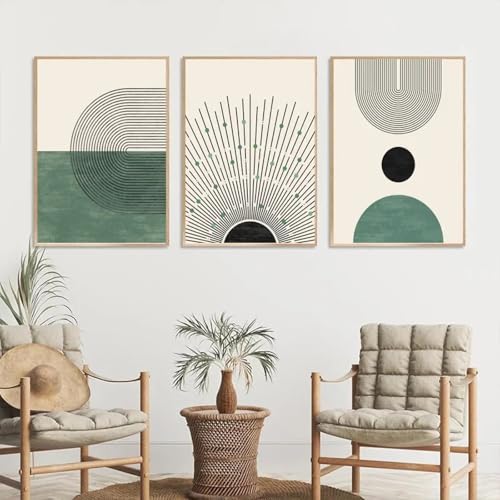Salon Décor À La Maison Soleil Abstrait | Toile Géométrique Vert