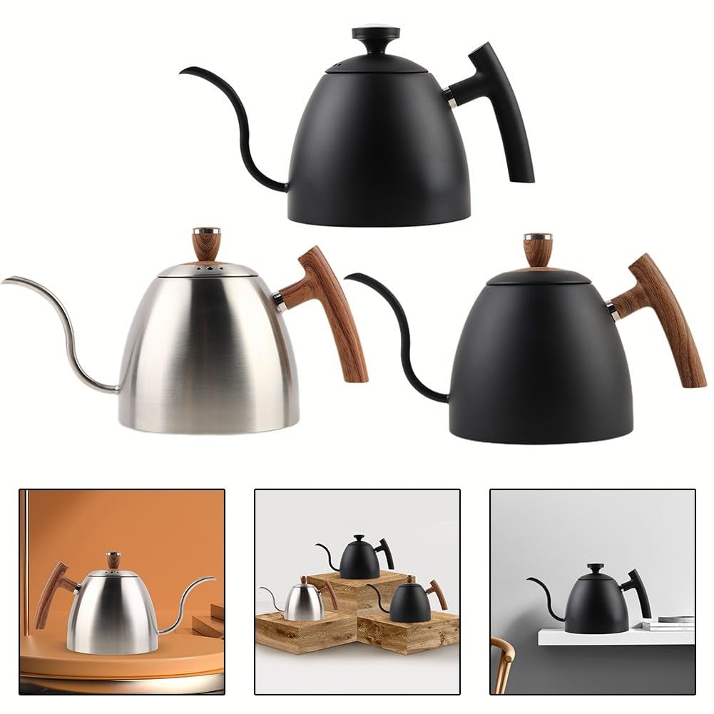 Controllo preciso del flusso, manico in legno, bollitore per versare, Superior Brewing Multi PU (argento)
