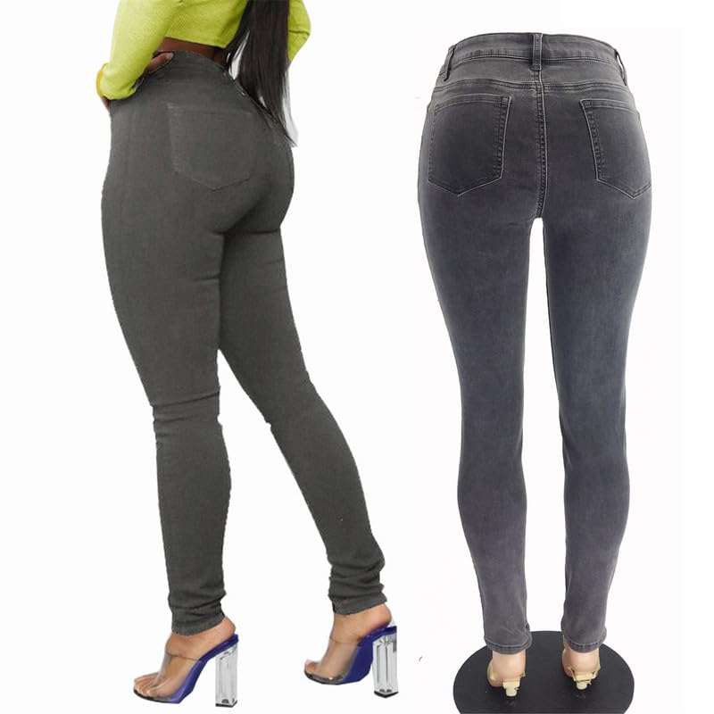 Womens High Rise Button Jeans Curvy Butt Stretch Soft Denim Skinny Pants Juniors Button Fly Super High Waist Skinnys3