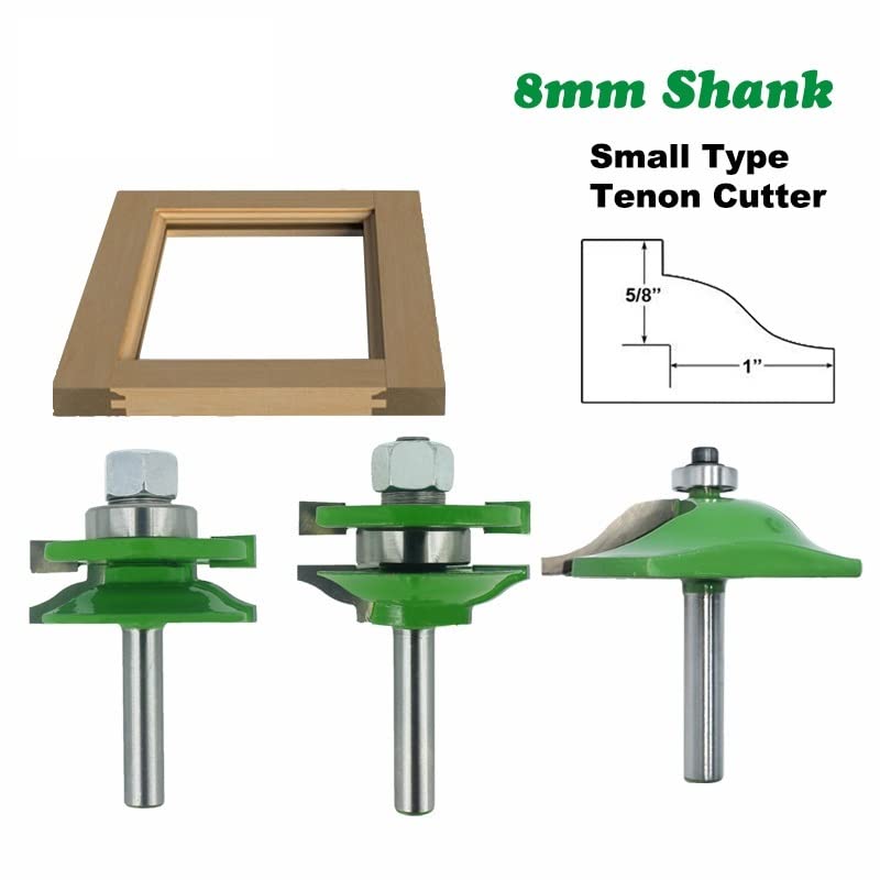 Gambo da 8 Mm 3 Pezzi Pannello for Porta Armadio Tenone Router Bit Rail E Stile Set Raiser Ogee Fresa for Legno