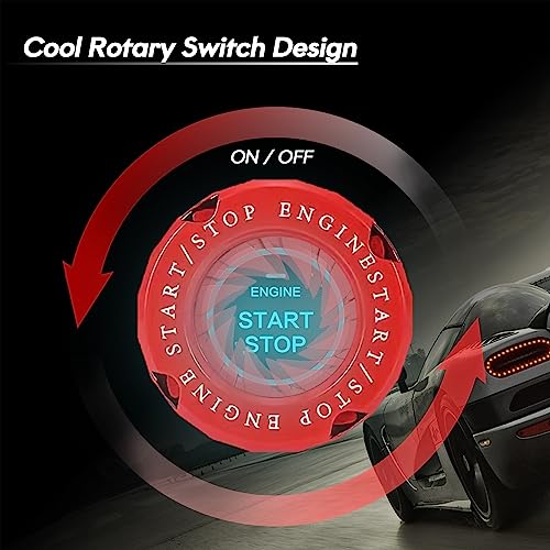 Image of Rotary Push Start Button Cover, Universal Car Engine Start Button Cover, Car Stickers Interior Decor, Car Accessories Motorcycle Ignition Key Switch Cover(Red)