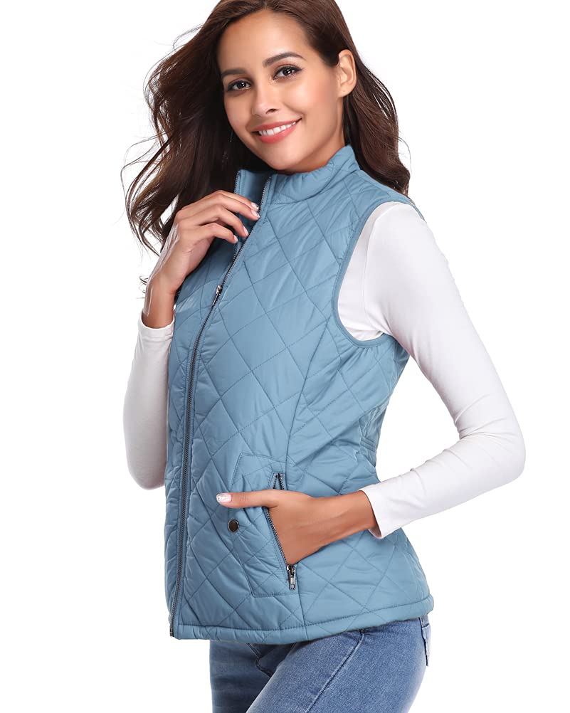 fuinloth Gilet Donna Smanicato Invernale Panciotto Dritto Collarei Giacche Ultraleggeri Senza Maniche Giacca con Tasca con Cerniera